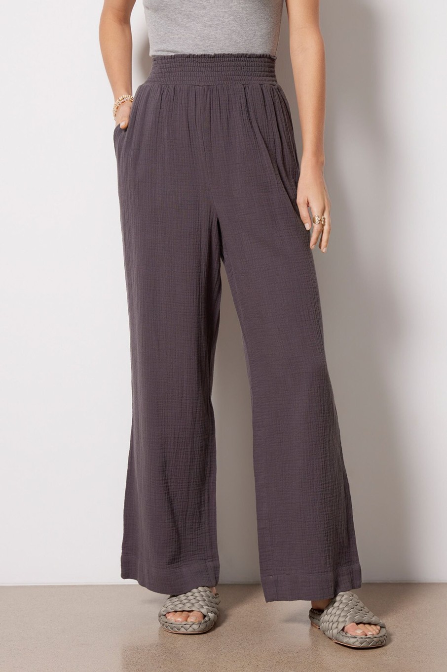 Clothing FAHERTY | Dream Cotton Gauze Wide Leg Pant