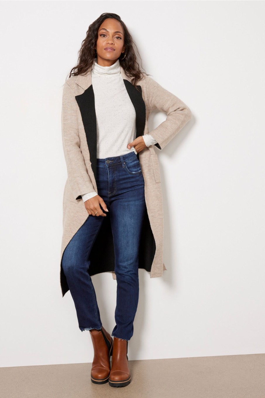 Clothing JOHN + JENN | Belted Long Sweater Coat