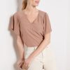 Clothing EVEREVE | Macey Satin Flutter Top