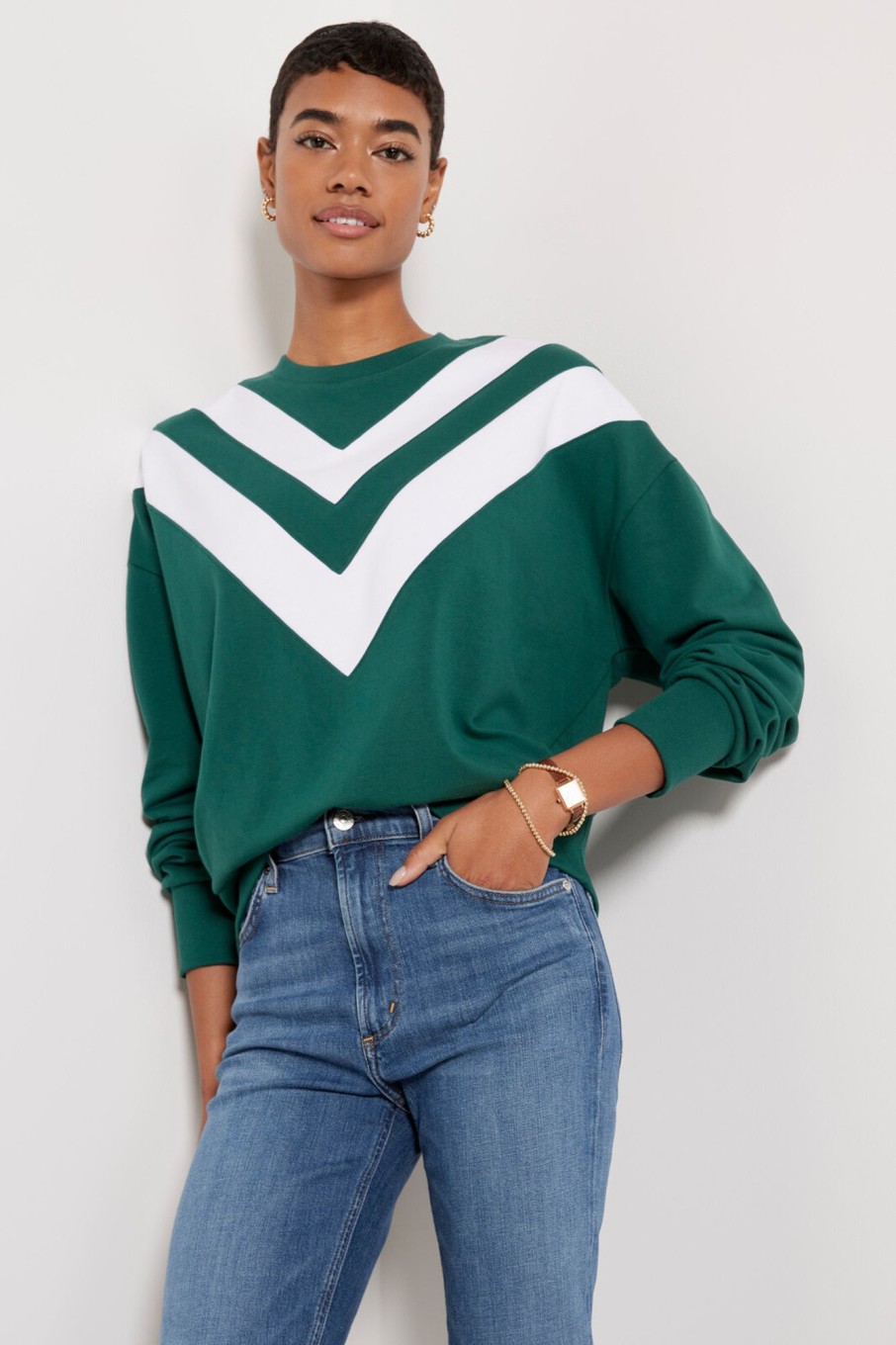 Clothing EVEREVE | Juno Chevron Varsity Sweatshirt