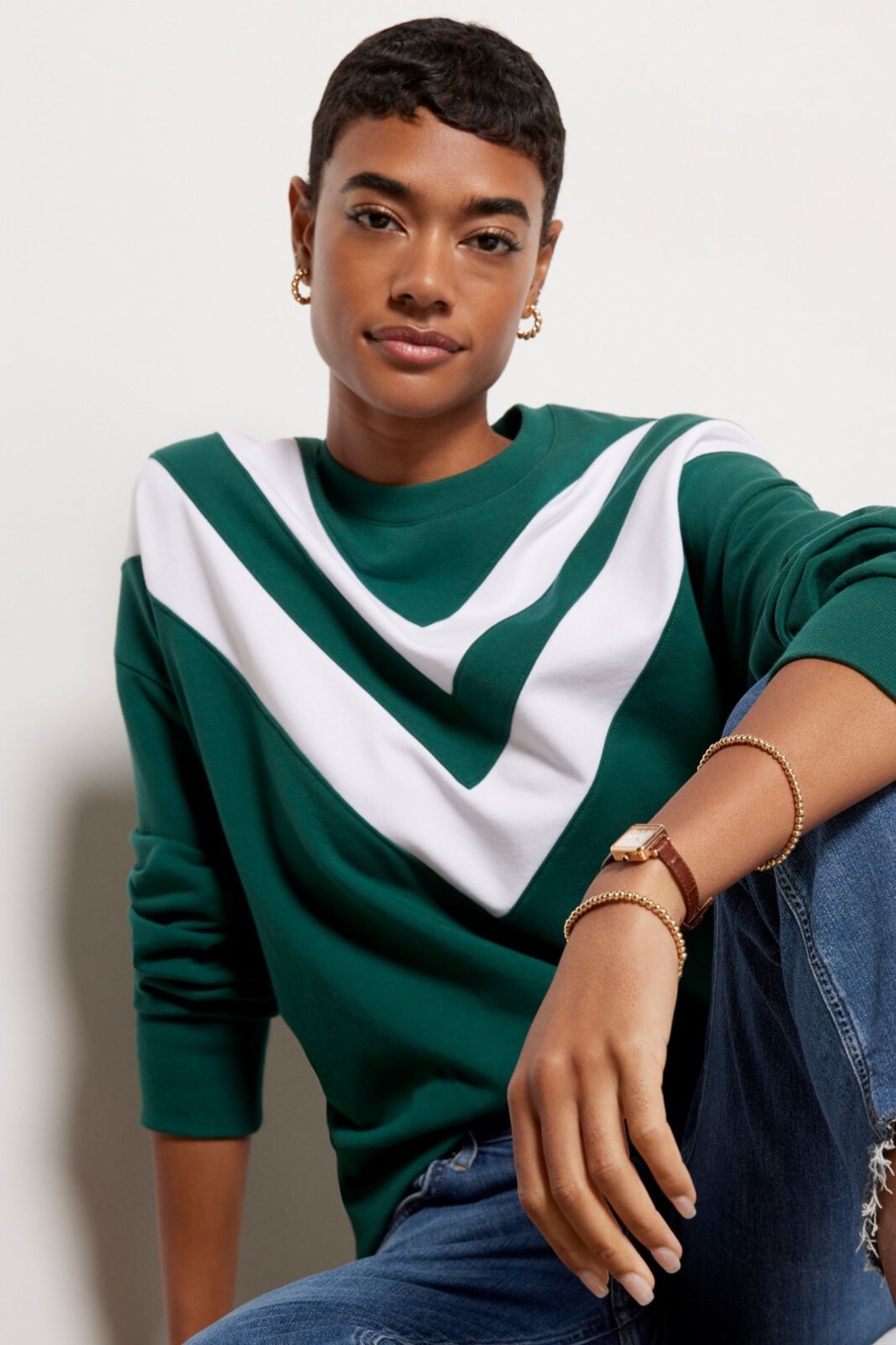 Clothing EVEREVE | Juno Chevron Varsity Sweatshirt