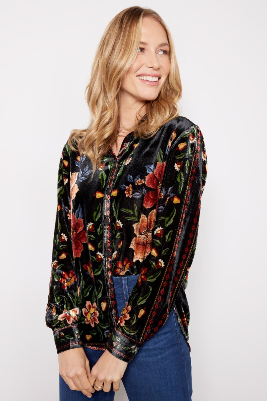 Clothing FARM RIO | Garden Black Long Sleeve Shirt