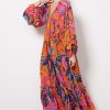 Clothing FARM RIO | Vintage Wave Long Sleeve Maxi Dress