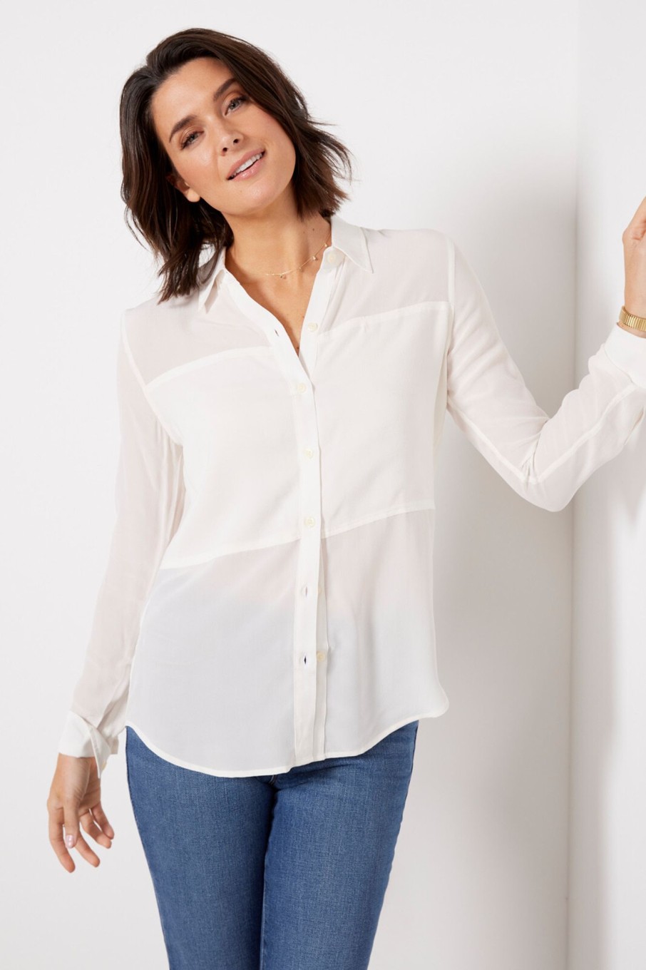 Clothing SPANX | Low Maintenance Silk Button Down