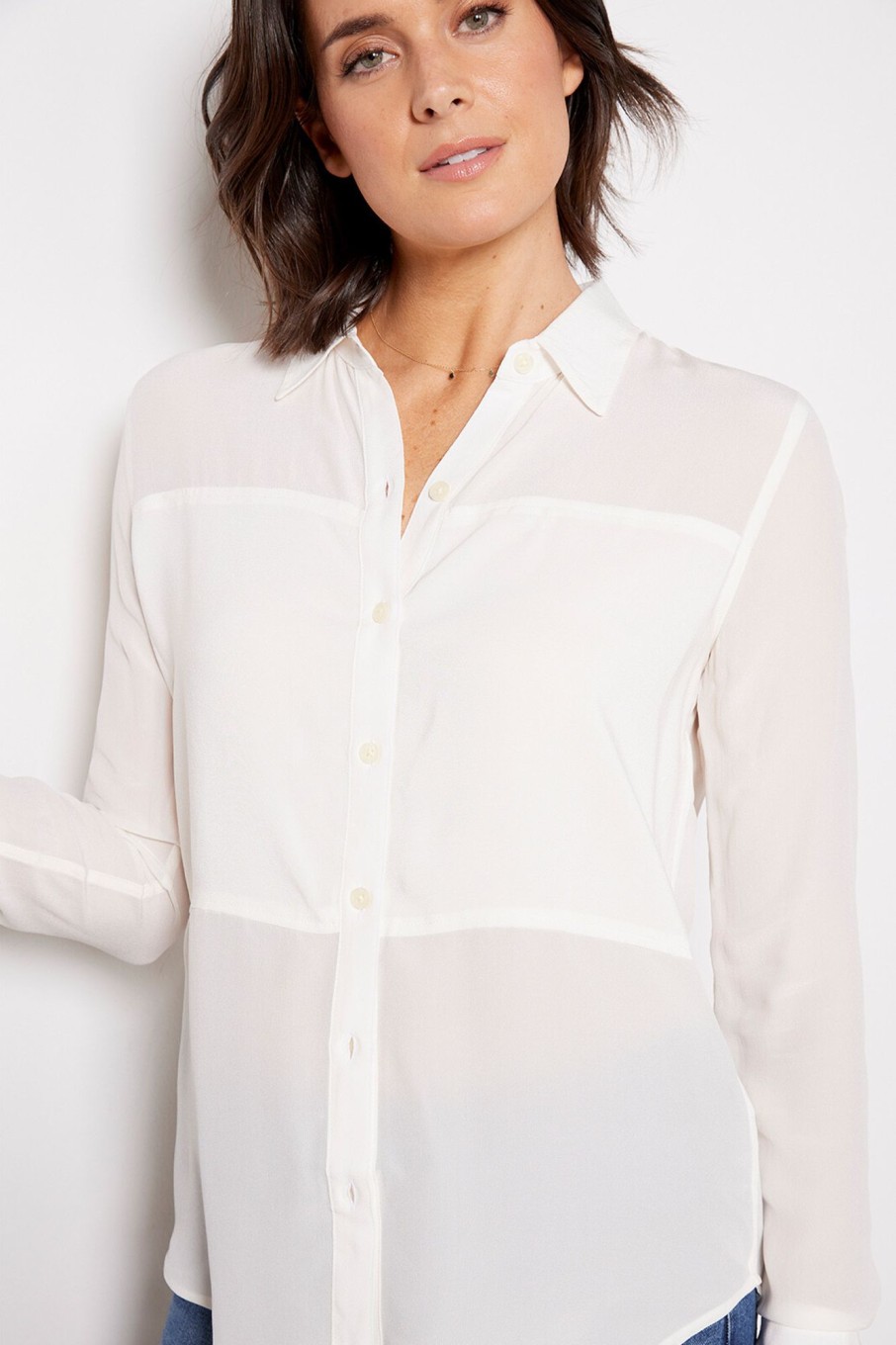 Clothing SPANX | Low Maintenance Silk Button Down