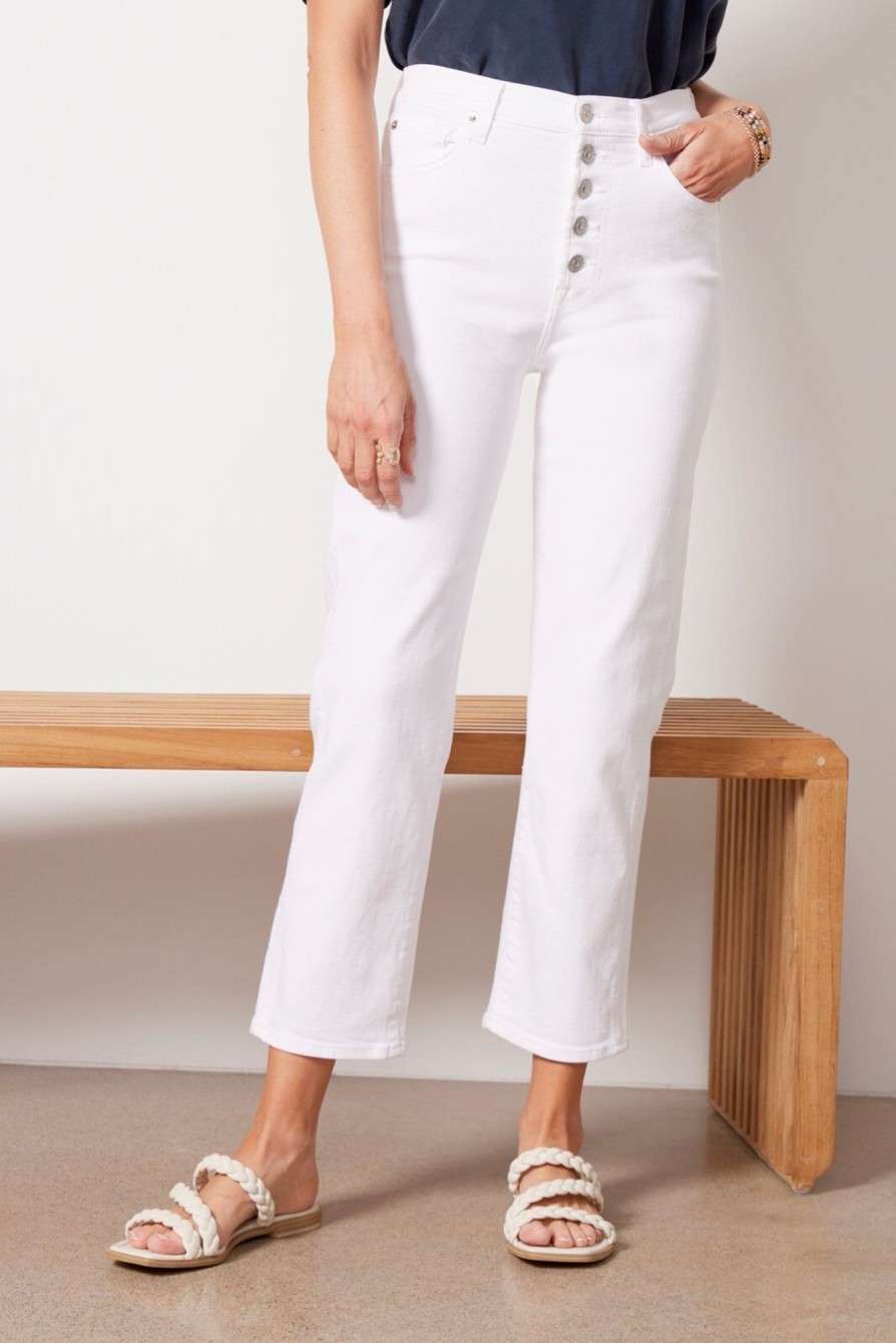 Clothing 7 FOR ALL MANKIND | High Waist Cropped Straight With Exposed Buttons