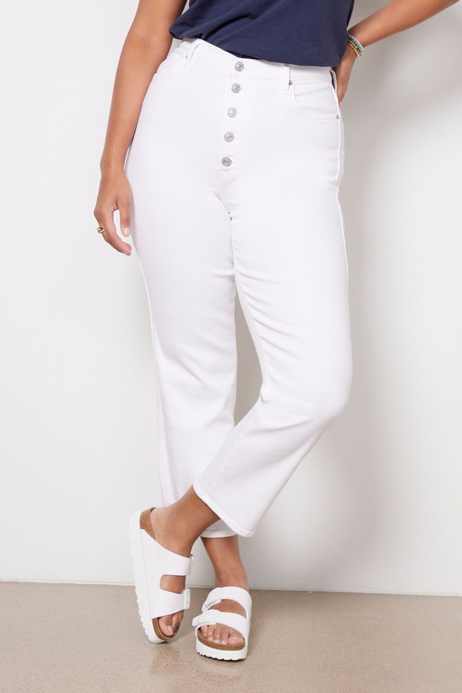 Clothing 7 FOR ALL MANKIND | High Waist Cropped Straight With Exposed Buttons