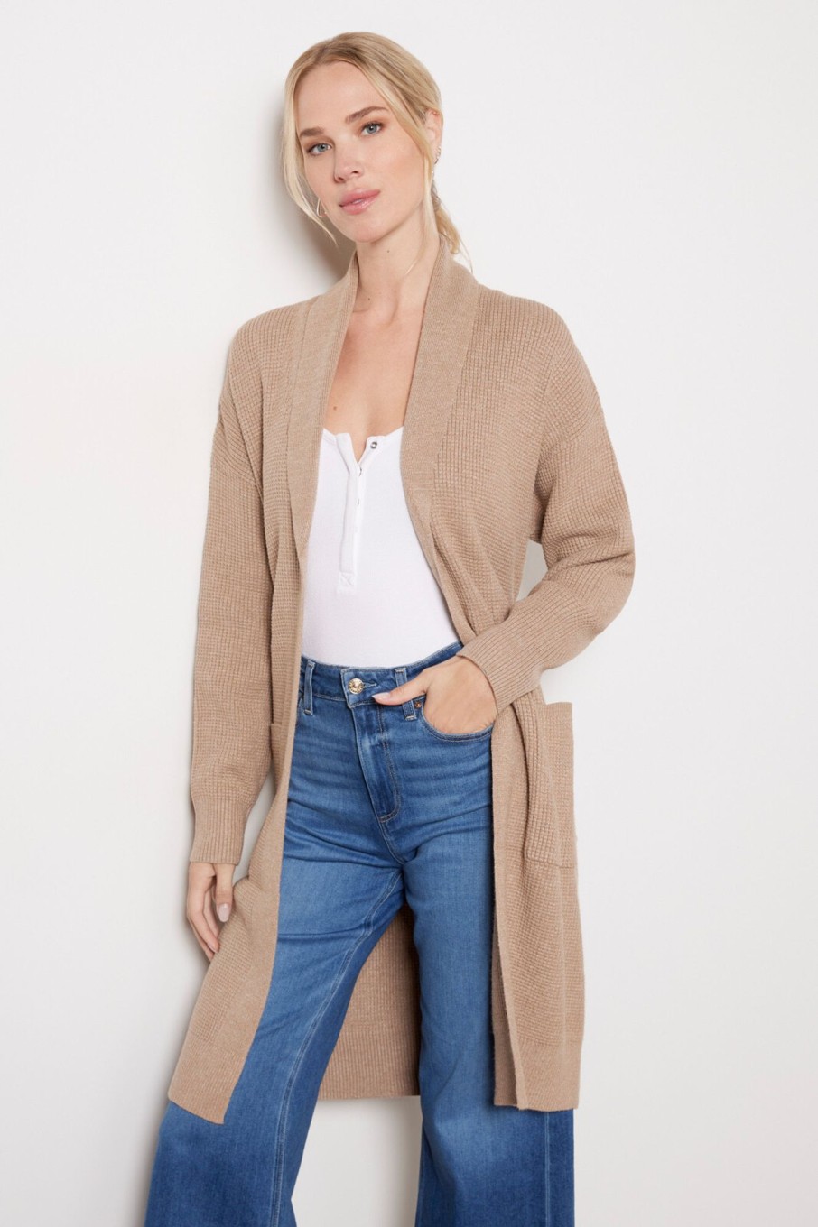 Clothing MONROW | Super Soft Waffle Knit Cardigan