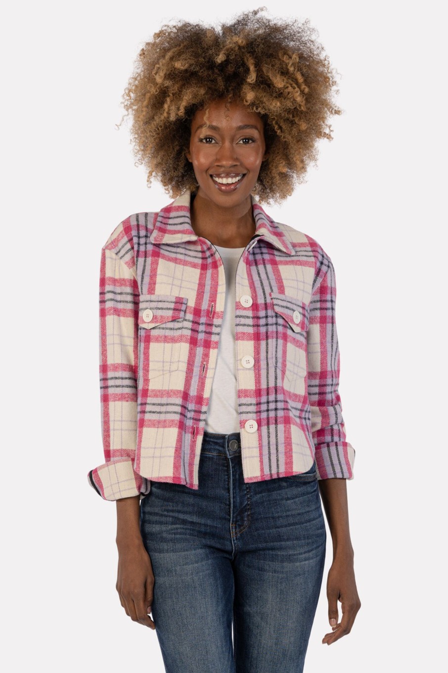 Clothing KUT FROM THE KLOTH | Lora Crop Shirt Jacket With Flap Pockets