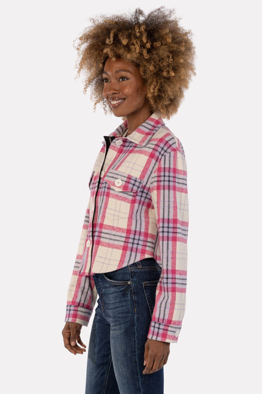 Clothing KUT FROM THE KLOTH | Lora Crop Shirt Jacket With Flap Pockets