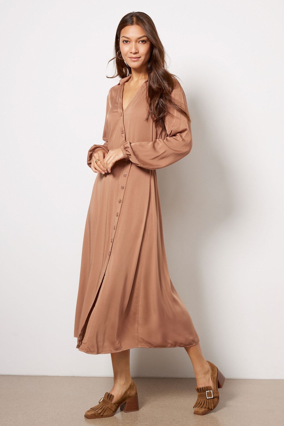 Clothing CLOTH AND STONE | Button Wrap Midi Dress