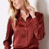 Clothing EVEREVE | Kristi Satin Puff Sleeve Shirt