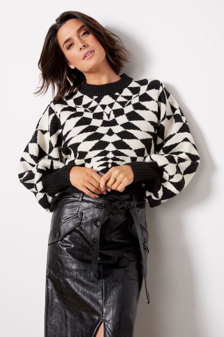 Clothing FARM RIO | Heart Deco Black Sweater