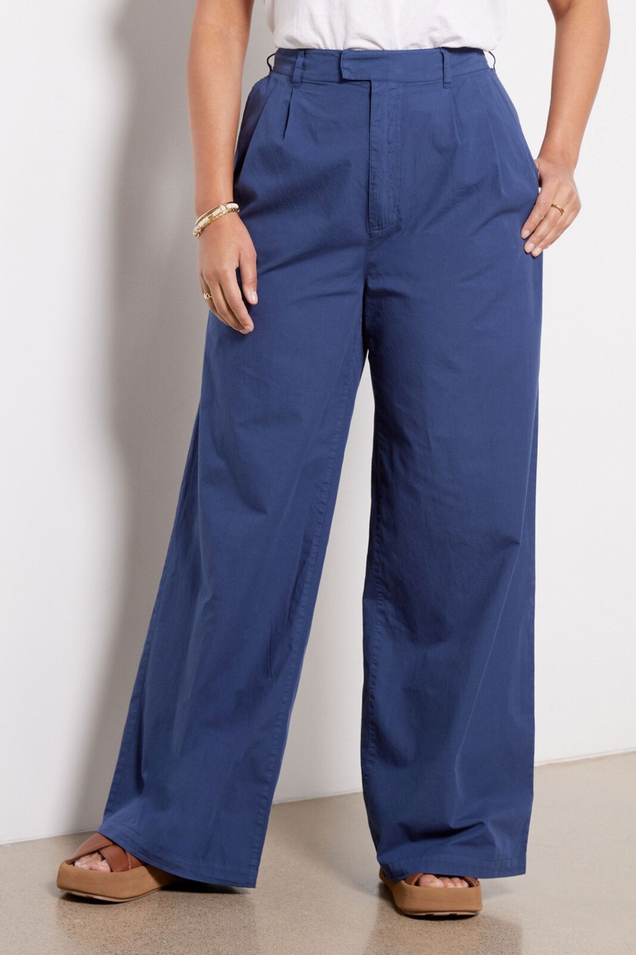 Clothing MONROW | Poplin Wide Leg Trouser