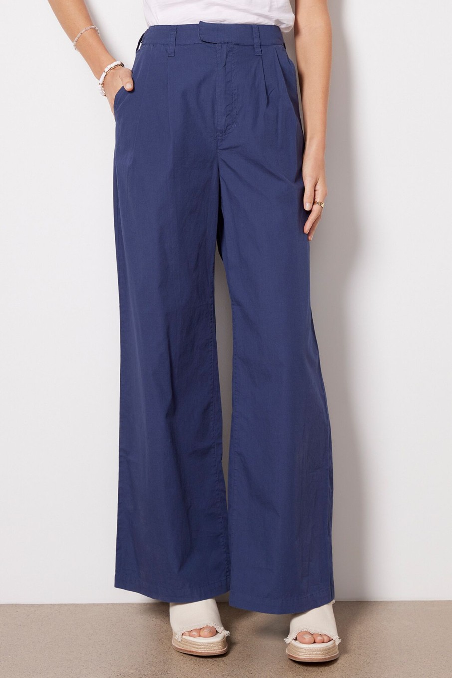 Clothing MONROW | Poplin Wide Leg Trouser