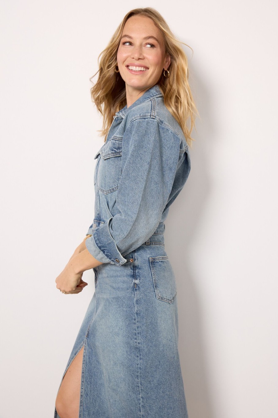 Clothing PISTOLA | Amira Denim Midi Dress ~ Outletcamici