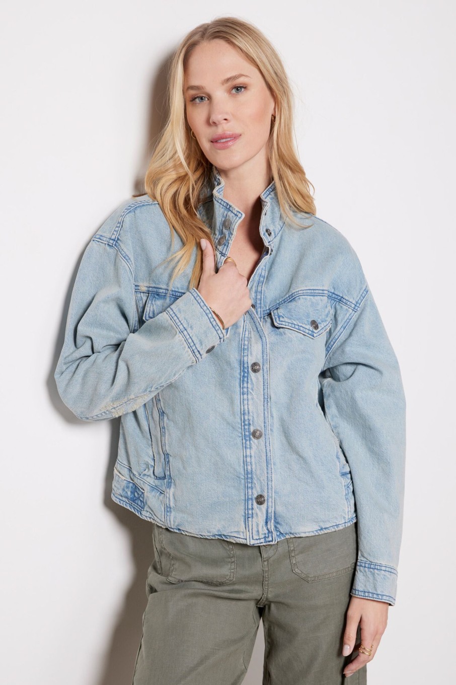 Clothing FREE PEOPLE | Crystal Utility Denim Jacket