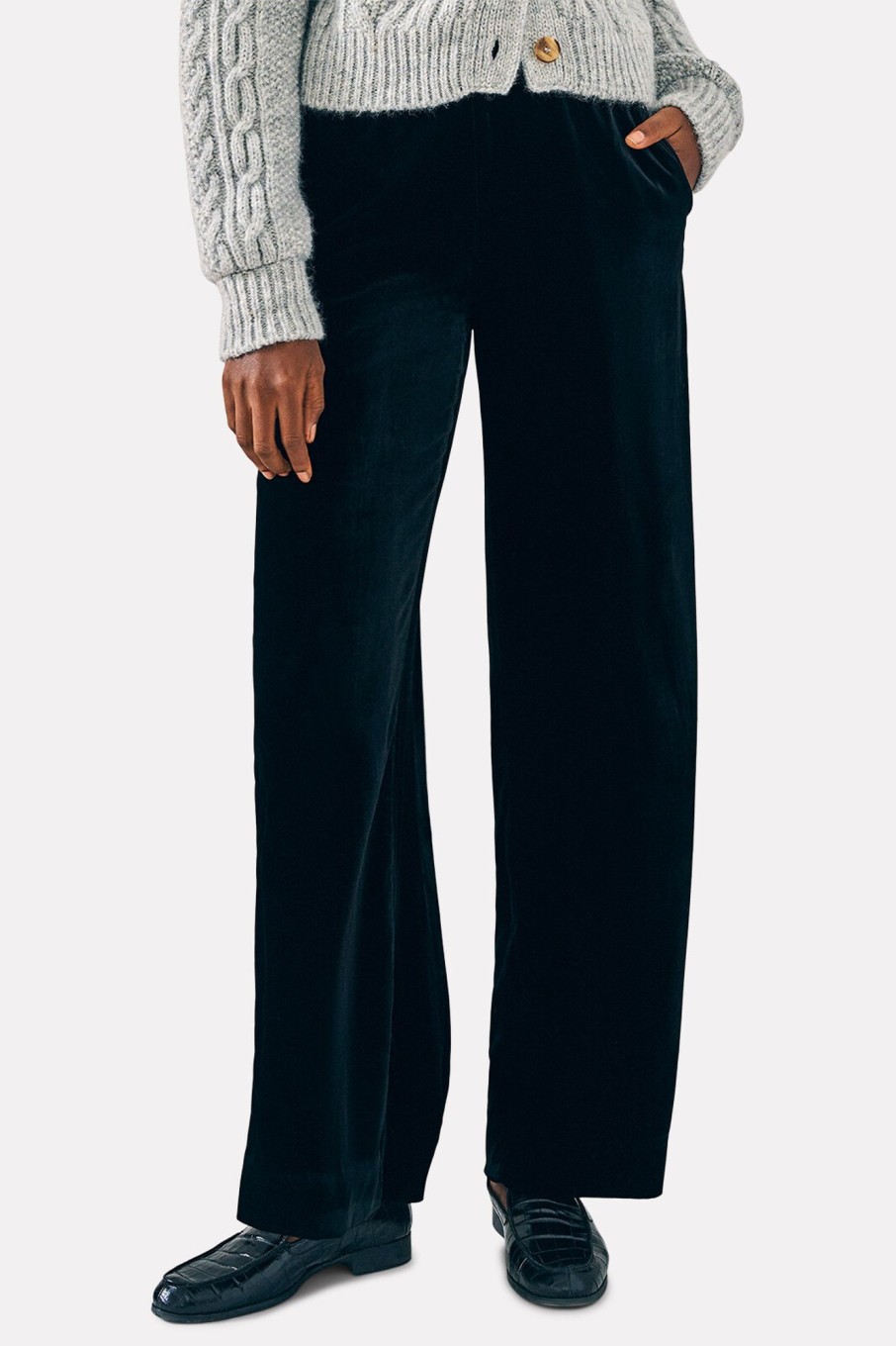 Clothing FAHERTY | Stretch Silk Velvet Genevieve Pant