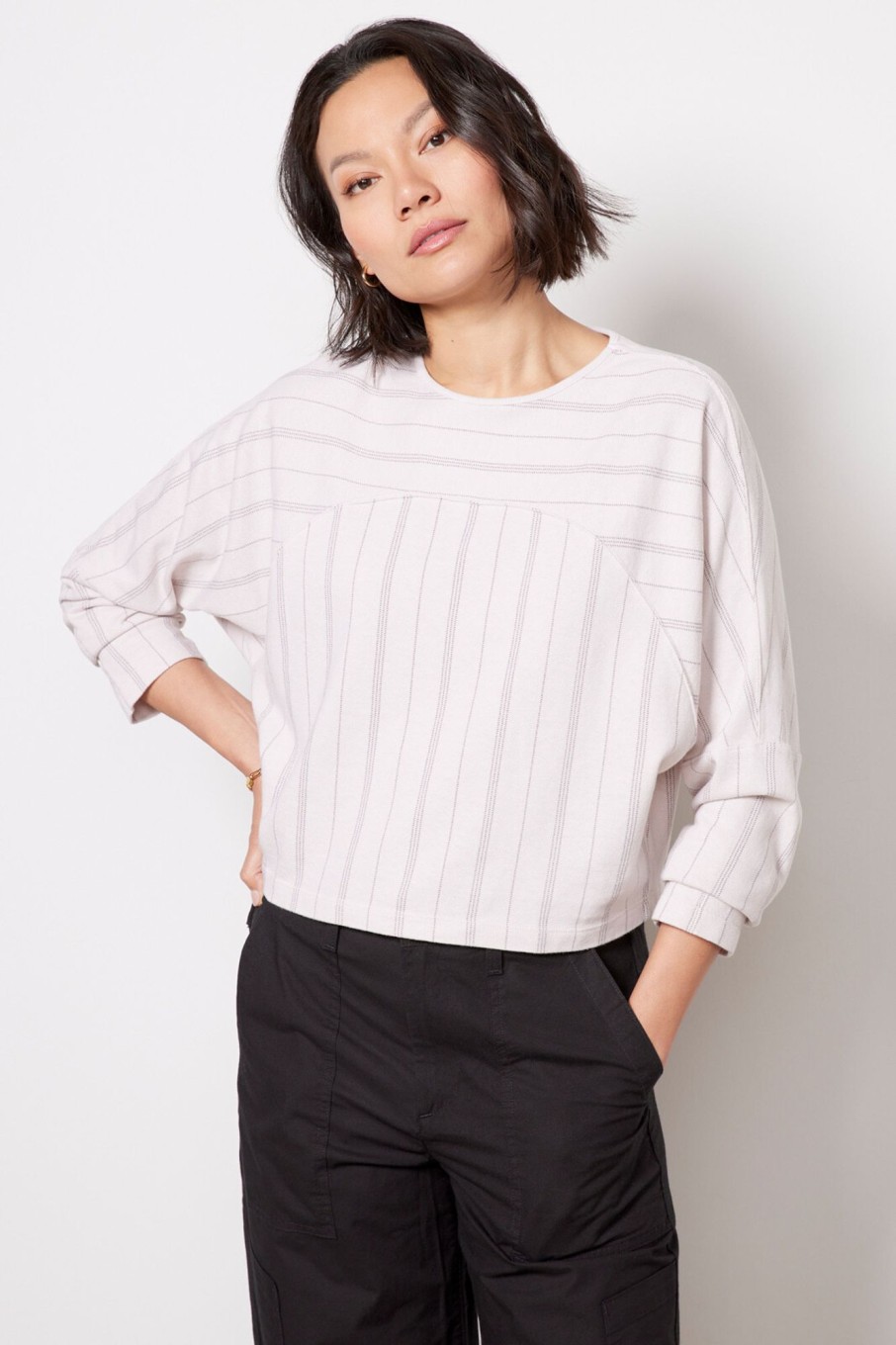 Clothing MONROW | Stripe Seamed Sweatshirt