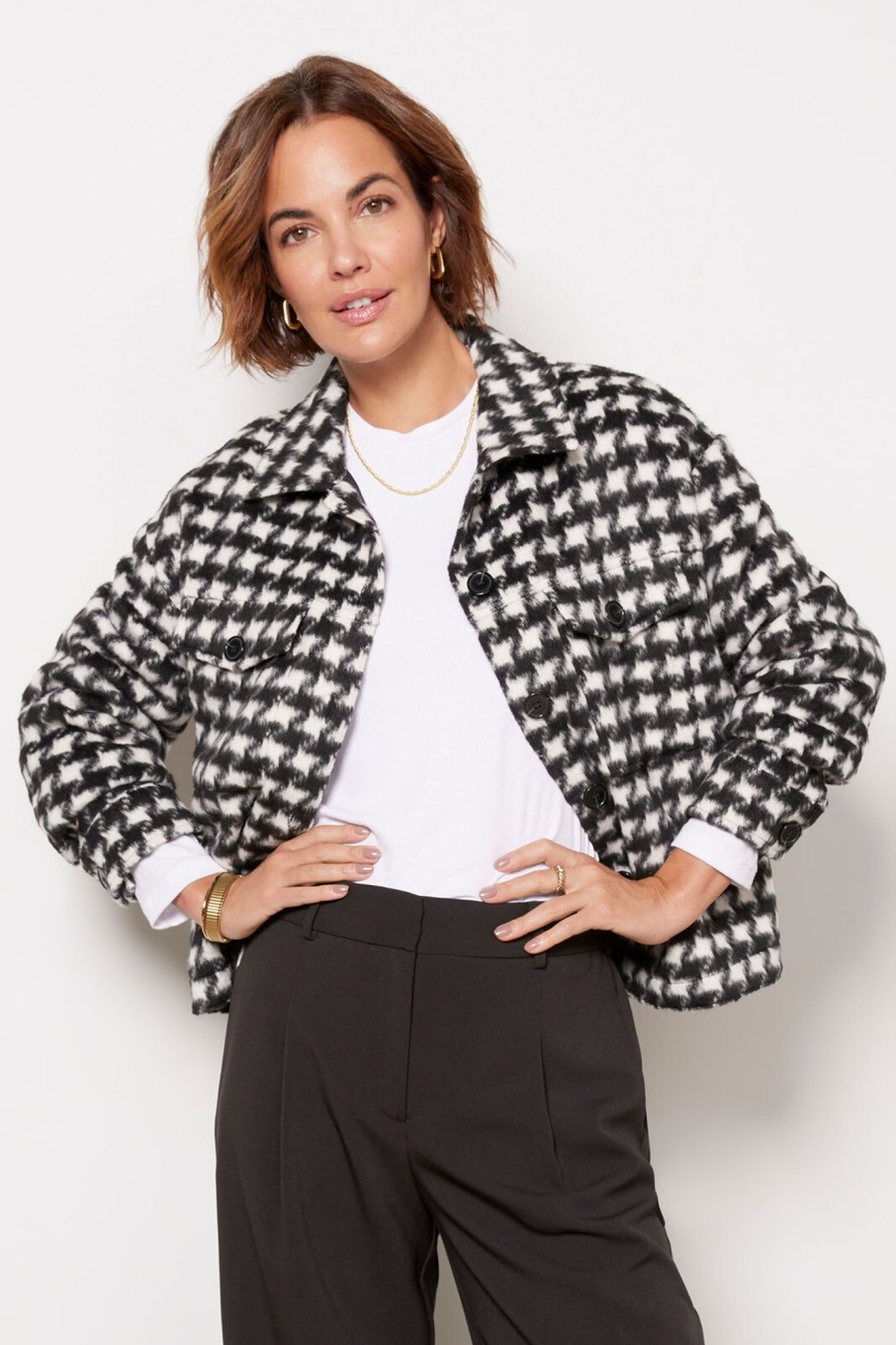 Clothing SANCTUARY | Brushed Houndstooth Shacket