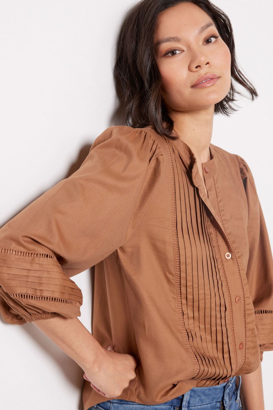 Clothing EVEREVE | Lenny Crochet Trim Blouse