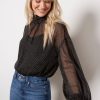 Clothing SANCTUARY | Sheer Volume Metallic Top